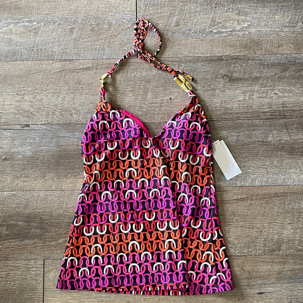 NWT Trina Turk Multicolor Halter Tankini Top